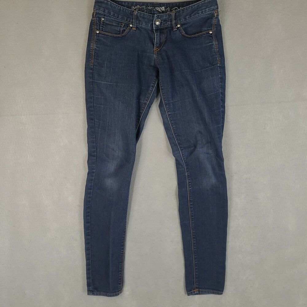 Express Women's Skinny Jeans Size 4 (30x31) Low Rise Dark Wash Blue Denim Pants